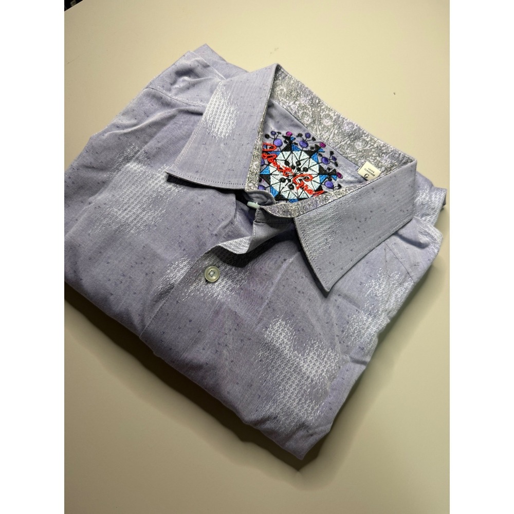 Robert Graham Mens Large Purple Jacquard Long Sleeve Button Shirt Classic Fit